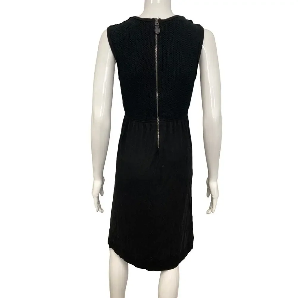BURBERRY BRIT Black Sleeveless Mesh Accents Stretch A-Line Knee Length Dress S - Picture 2 of 7